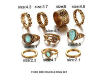 A-SHU TIBETAN VINTAGE INSPIRED 10 PCS RING SET - GOLD - A-SHU.CO.UK