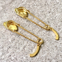 A-SHU GOLD METAL 3-D WHITE CAT BROOCH SAFETY PIN / LAPEL PIN - A-SHU.CO.UK