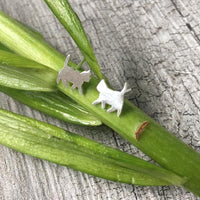 A-SHU 925 STERLING SILVER SMALL WALKING CAT STUD EARRINGS - A-SHU.CO.UK