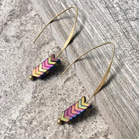 A-SHU ANTIQUE GOLD ARROW DROP DANGLE EARRINGS - A-SHU.CO.UK