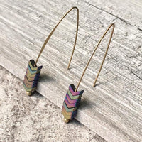 A-SHU ANTIQUE GOLD ARROW DROP DANGLE EARRINGS - A-SHU.CO.UK