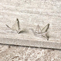 A-SHU 925 STERLING SILVER SMALL GEOMETRIC FLYING BIRD STUD EARRINGS - A-SHU.CO.UK