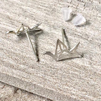 A-SHU 925 STERLING SILVER SMALL GEOMETRIC FLYING BIRD STUD EARRINGS - A-SHU.CO.UK