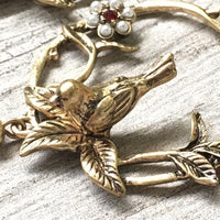 A-SHU ANTIQUE VINTAGE GOLD BIRD DANGLE DROP LOOP EARRINGS - A-SHU.CO.UK