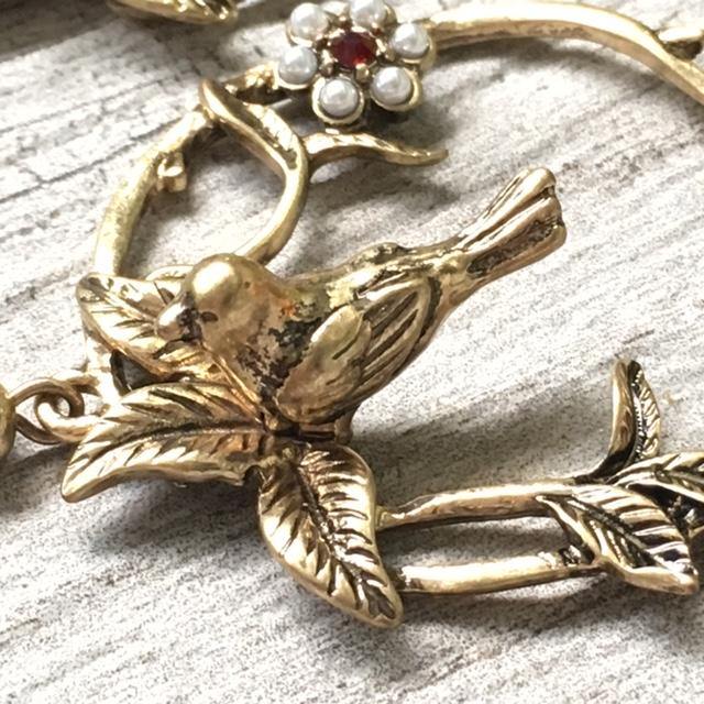A-SHU ANTIQUE VINTAGE GOLD BIRD DANGLE DROP LOOP EARRINGS - A-SHU.CO.UK