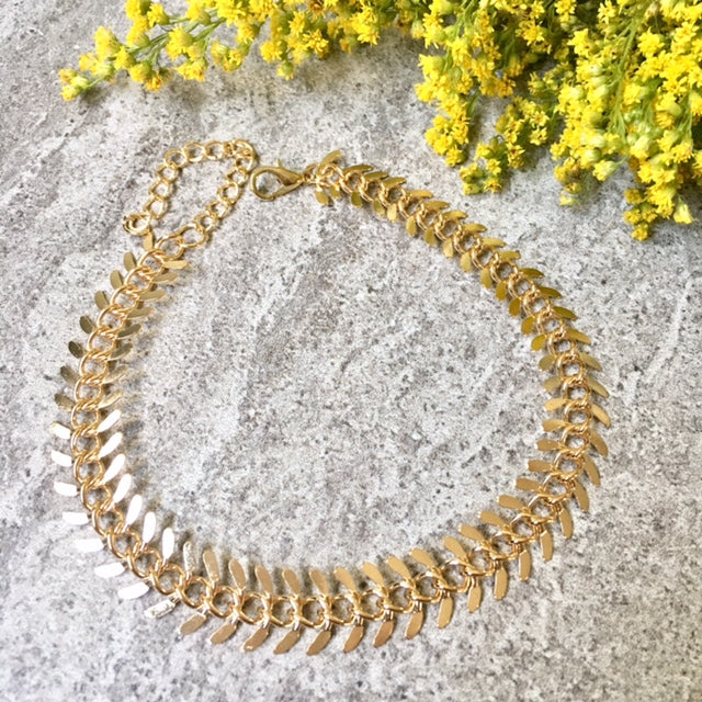 A-SHU GOLD SKELETON LEAF CHAIN LINKED ANKLET / ANKLE BRACELET - A-SHU.CO.UK