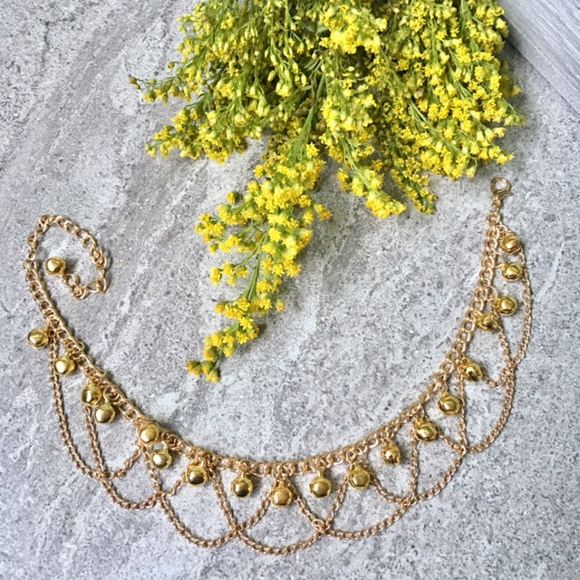 A-SHU GOLD DANGLE JINGLE BELLS CHAIN ANKLET / ANKLE BRACELET - A-SHU.CO.UK