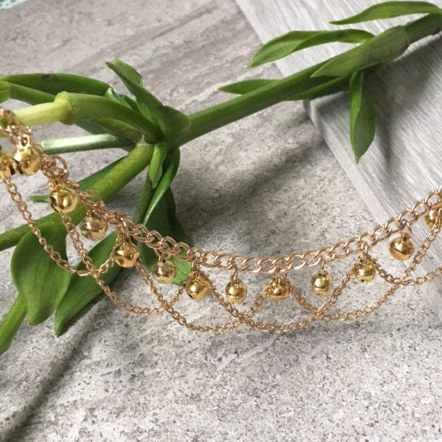 A-SHU GOLD DANGLE JINGLE BELLS CHAIN ANKLET / ANKLE BRACELET - A-SHU.CO.UK