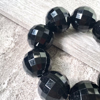 A-SHU CHUNKY BLACK BEAD DISCO BALL BRACELET ON STRETCH ELASTICATED BAND - A-SHU.CO.UK