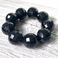 A-SHU CHUNKY BLACK BEAD DISCO BALL BRACELET ON STRETCH ELASTICATED BAND - A-SHU.CO.UK