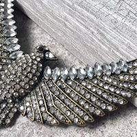 A-SHU VINTAGE ANTIQUE GOLD EAGLE BIRD NECKLACE WITH DIAMANTE STONES - A-SHU.CO.UK