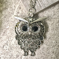 A-SHU SILVER OWL BIRD PENDANT WITH LONG NECKLACE - A-SHU.CO.UK