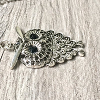 A-SHU SILVER OWL BIRD PENDANT WITH LONG NECKLACE - A-SHU.CO.UK