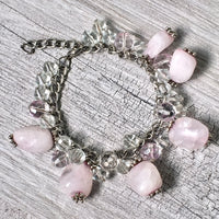 A-SHU CHUNKY PINK STONE SILVER CHAIN CHARM BRACELET - A-SHU.CO.UK
