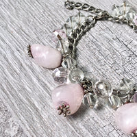 A-SHU CHUNKY PINK STONE SILVER CHAIN CHARM BRACELET - A-SHU.CO.UK