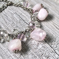 A-SHU CHUNKY PINK STONE SILVER CHAIN CHARM BRACELET - A-SHU.CO.UK