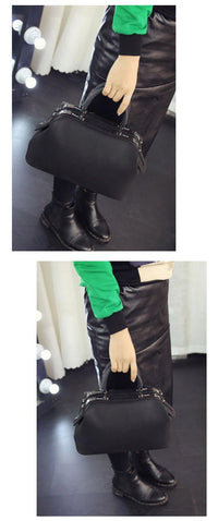 A-SHU BLACK FAUX LEATHER DOCTOR STYLE HOLDALL HANDBAG - A-SHU.CO.UK