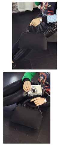 A-SHU BLACK FAUX LEATHER DOCTOR STYLE HOLDALL HANDBAG - A-SHU.CO.UK