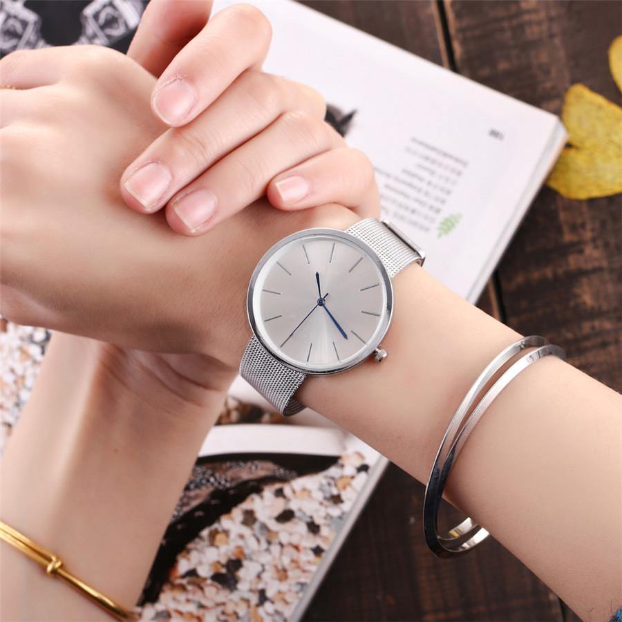 A-SHU SILVER PLAIN MESH BAND WOMENS QUARTZ WRIST WATCH - A-SHU.CO.UK
