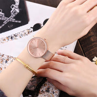A-SHU SILVER PLAIN MESH BAND WOMENS QUARTZ WRIST WATCH - A-SHU.CO.UK
