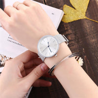A-SHU SILVER PLAIN MESH BAND WOMENS QUARTZ WRIST WATCH - A-SHU.CO.UK