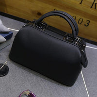 A-SHU BLACK FAUX LEATHER DOCTOR STYLE HOLDALL HANDBAG - A-SHU.CO.UK