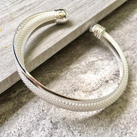 A-SHU 925 STAMPED STERLING SILVER PLATED TWISTED MESH CUFF BANGLE - A-SHU.CO.UK
