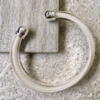 A-SHU 925 STAMPED STERLING SILVER PLATED TWISTED MESH CUFF BANGLE - A-SHU.CO.UK