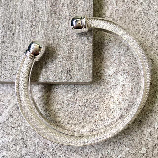 A-SHU 925 STAMPED STERLING SILVER PLATED TWISTED MESH CUFF BANGLE - A-SHU.CO.UK