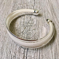 A-SHU 925 STAMPED STERLING SILVER PLATED TWISTED MESH CUFF BANGLE - A-SHU.CO.UK