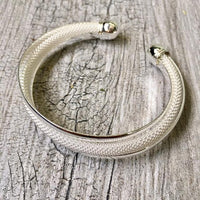 A-SHU 925 STAMPED STERLING SILVER PLATED TWISTED MESH CUFF BANGLE - A-SHU.CO.UK
