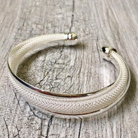 A-SHU 925 STAMPED STERLING SILVER PLATED TWISTED MESH CUFF BANGLE - A-SHU.CO.UK