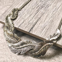 A-SHU ANTIQUE PEWTER SILVER SHORT DIAMANTE LEAF CHOKER NECKLACE - A-SHU.CO.UK