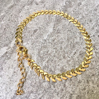 A-SHU GOLD FISH BONE CHAIN LINKED ANKLET / ANKLE BRACELET - A-SHU.CO.UK