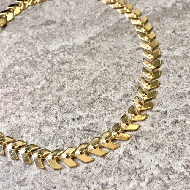 A-SHU GOLD FISH BONE CHAIN LINKED ANKLET / ANKLE BRACELET - A-SHU.CO.UK