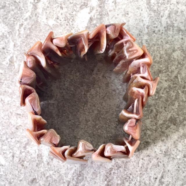 A-SHU ABALONE SHIMMERING SEA SHELL WIDE CUFF BEACH BRACELET - A-SHU.CO.UK