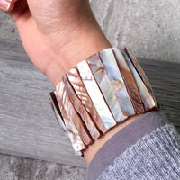 A-SHU ABALONE SHIMMERING SEA SHELL WIDE CUFF BEACH BRACELET - A-SHU.CO.UK