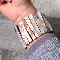 A-SHU ABALONE SHIMMERING SEA SHELL WIDE CUFF BEACH BRACELET - A-SHU.CO.UK