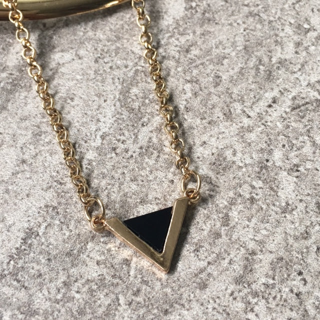 A-SHU BLACK TRIANGLE MULTI LAYER SHORT CHOKER NECKLACE - A-SHU.CO.UK