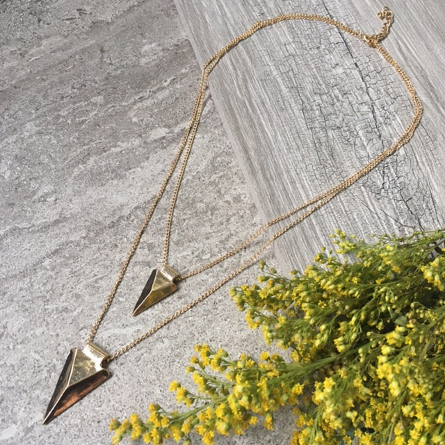 A-SHU MULTI LAYER POINTY TRIANGLE ARROW GOLD CHAIN NECKLACE - A-SHU.CO.UK